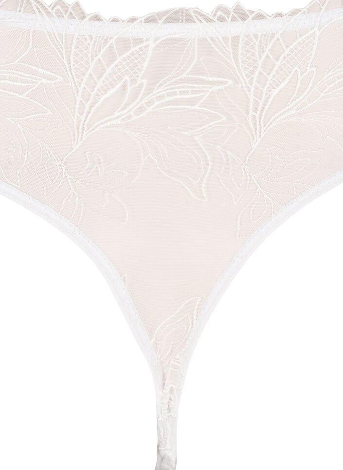 Stringi z mikrofibry z koronka, Biały, Packshot image number 3