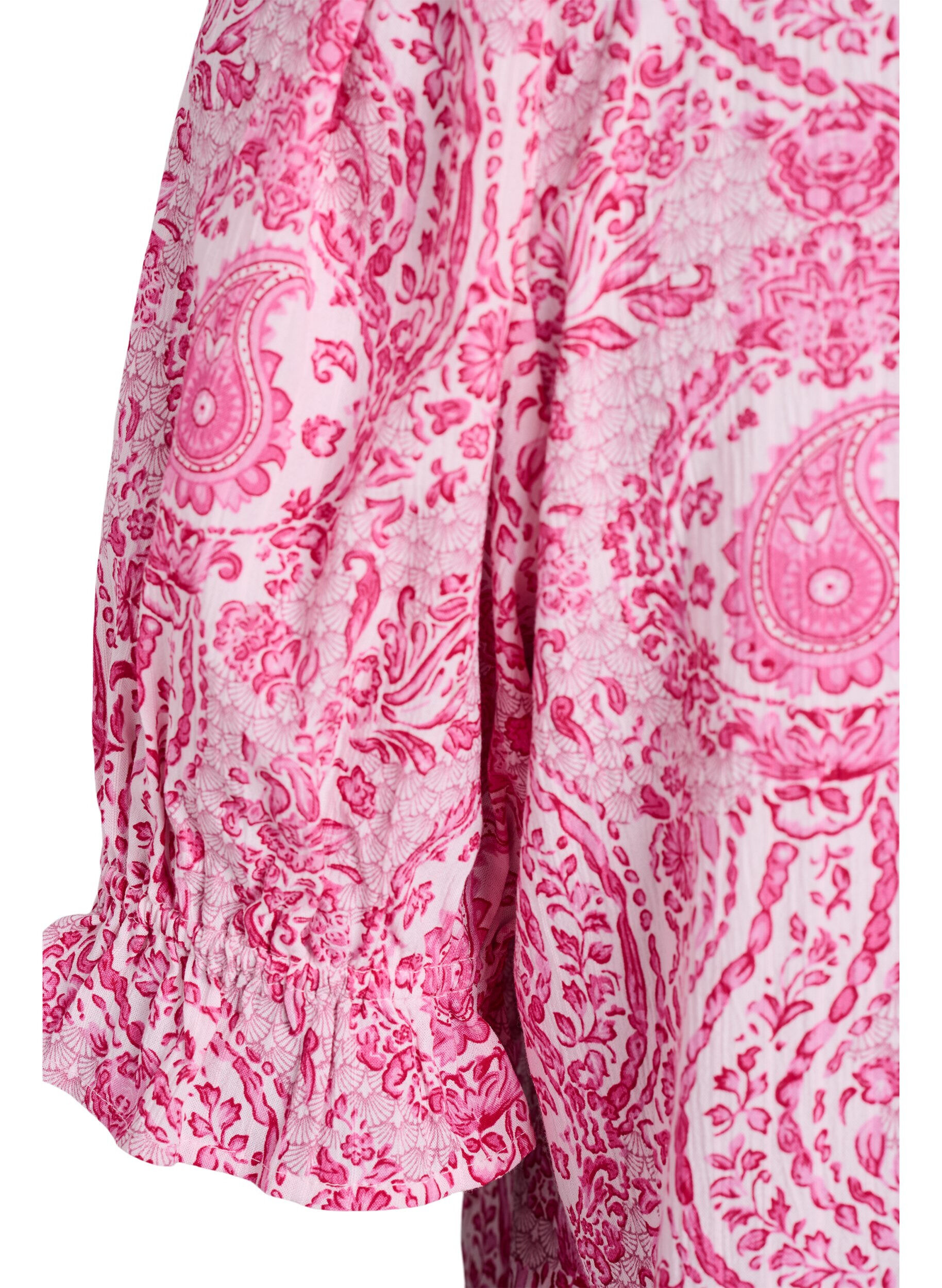 ZizziBluzka z wiskozy z paisley nadrukiem i kwadratowym dekoltem, R&oacute;żowy, Packshot image number 3