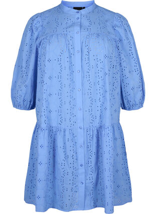 Bawelniana sukienka koszulowa z haftem angielskim, Marina, Packshot image number 0