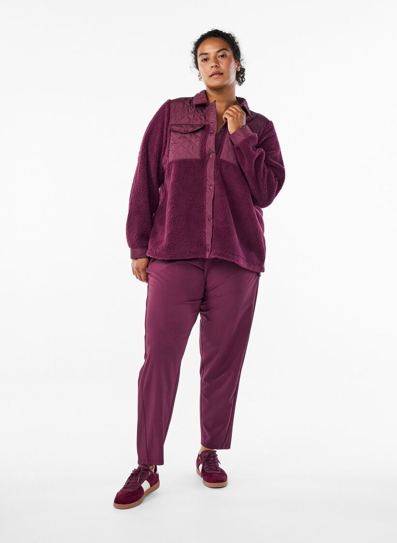 Kurtka polarowa z pikowanymi detalami, Czerwony, Model image number 1