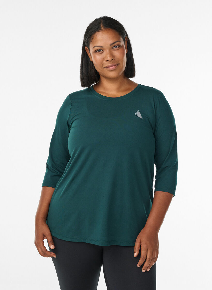  Bluzka treningowa z rekawami 3/4, Zielony, Model image number 0