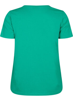 T-shirt z krótkim rekawem i dekoltem w szpic, Simply Green, Packshot image number 1