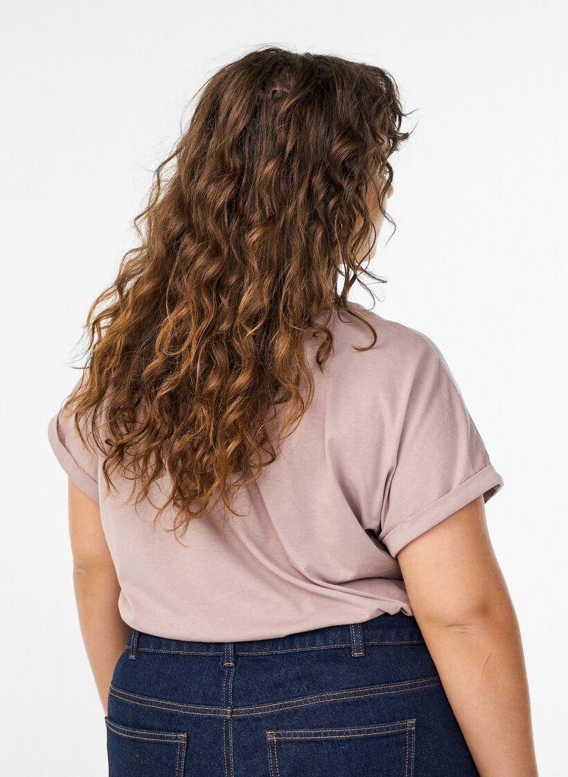 T-shirt z kr&oacute;tkim rekawem z mieszanki bawelny, R&oacute;żowy, Model image number 2