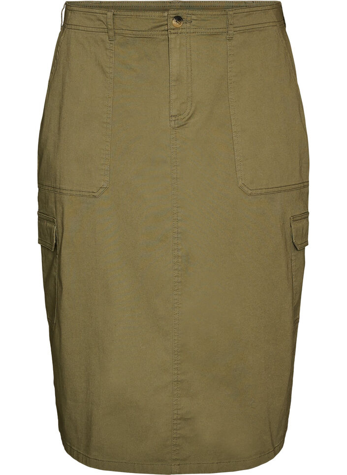 Bawelniana sp&oacute;dnica cargo z rozcieciem z tylu, Zielony, Packshot image number 0