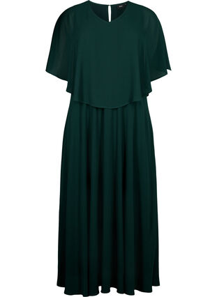 Dluga sukienka o linii trapezu z krótkimi rekawkami, Scarab, Packshot image number 0