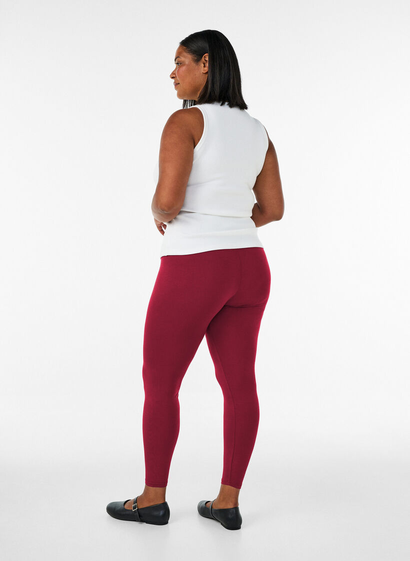 Legginsy z wiskozy w stylu basic, Czerwony, Model image number 2