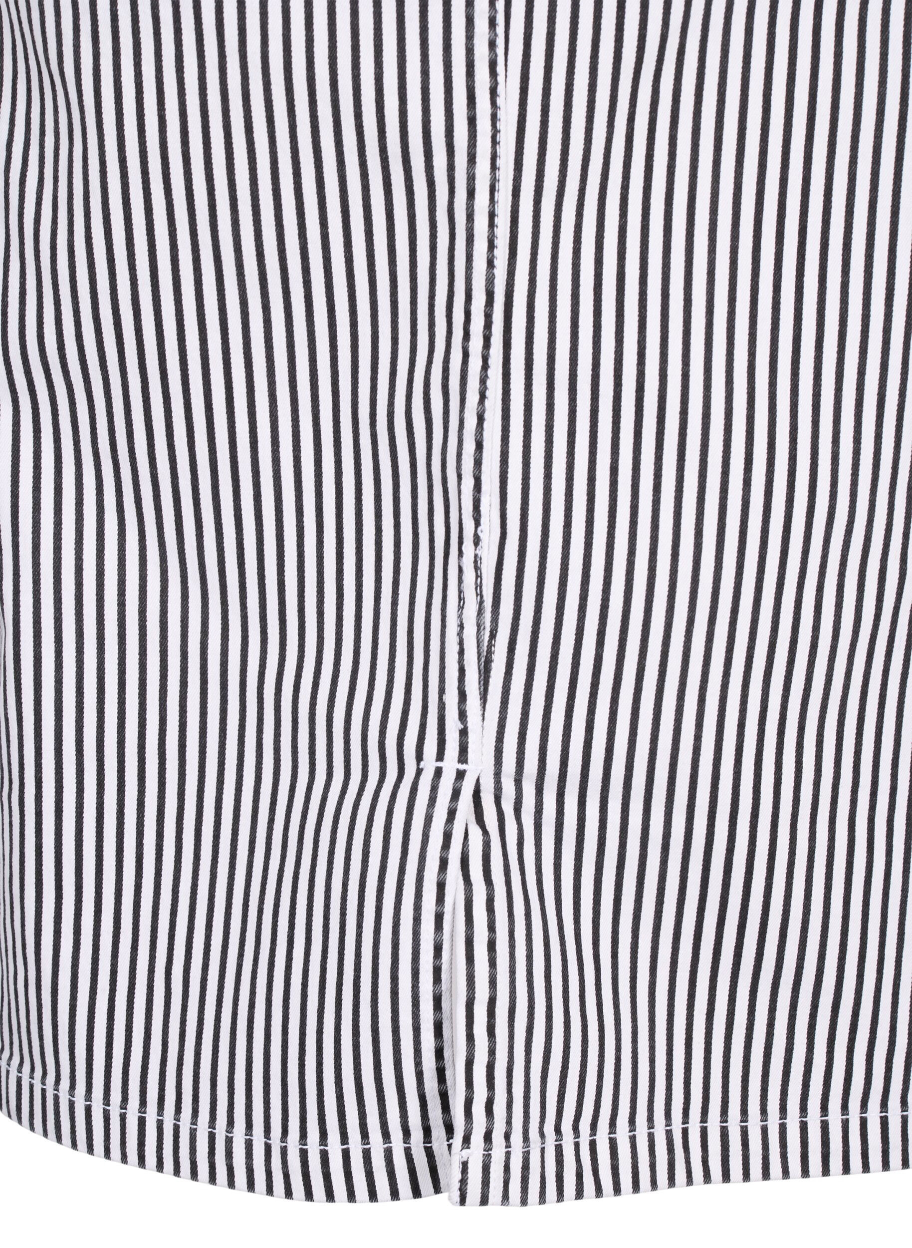 Zizzi Ol&oacute;wkowa sp&oacute;dnica w paski z kieszeniami, Black & White Stripe, Packshot image number 4