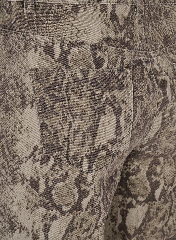 Jeansy Gemma z wysoka talia i wzorem imitujacym skóre weza, Brązowy, Packshot image number 3