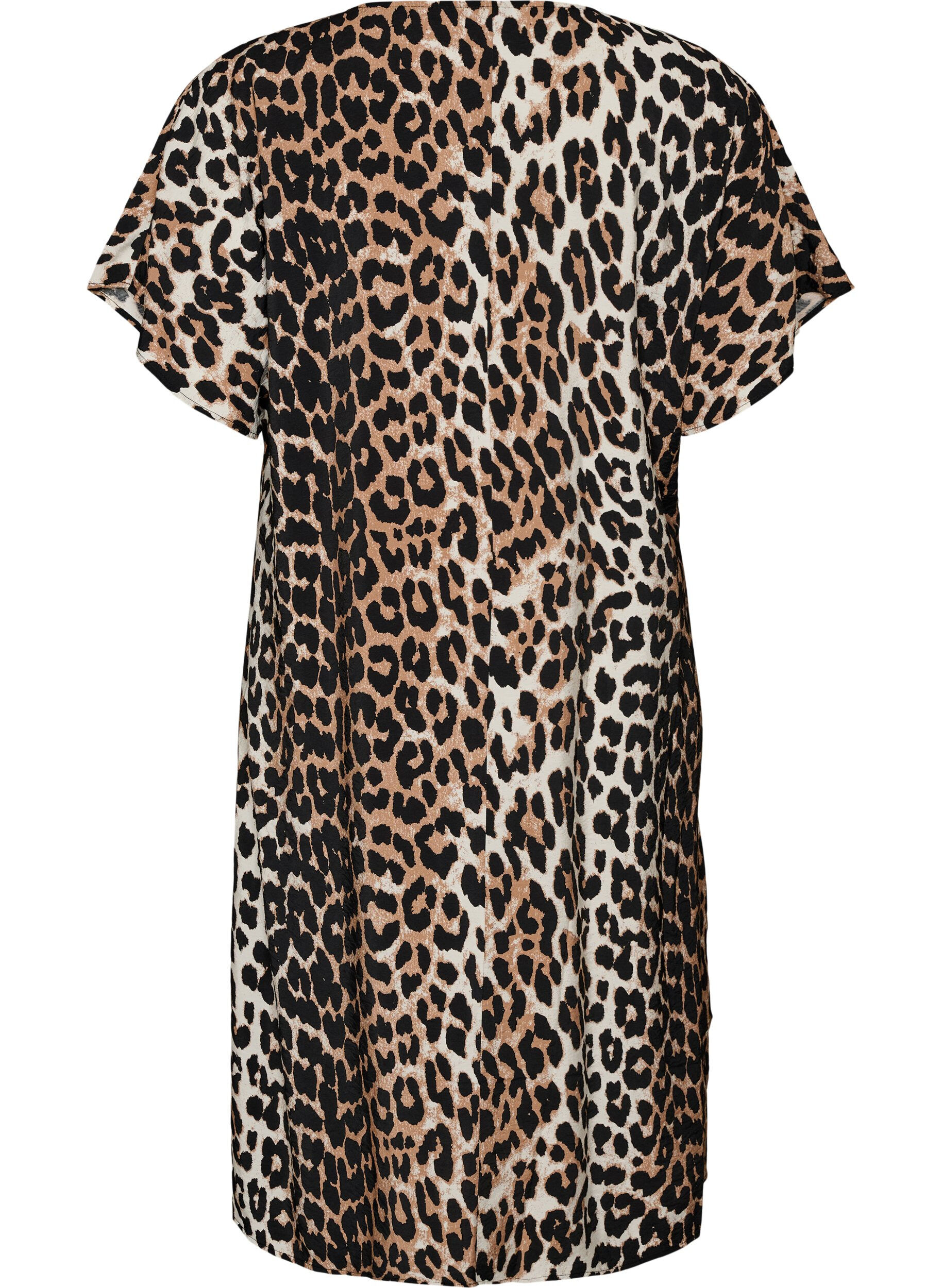 ZizziWiskozowa sukienka z dekoltem w szpic, Brązowy, Packshot image number 1