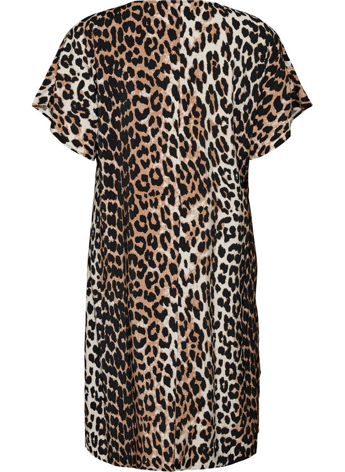 Wiskozowa sukienka z dekoltem w szpic, Brązowy, Packshot image number 1