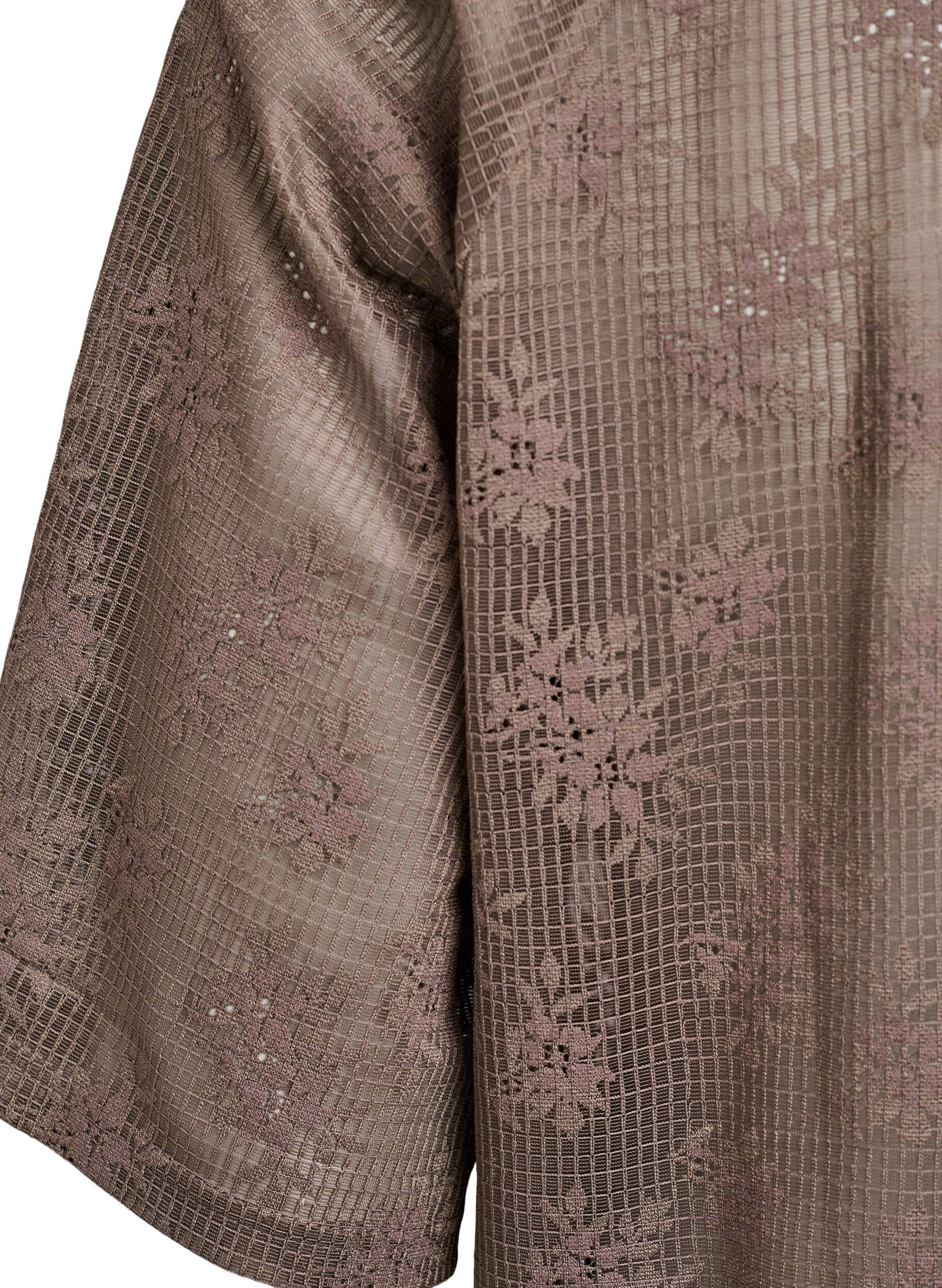 Zizzi Koronkowa koszulka z nadrukiem tekstowym, Brązowy, Packshot image number 3