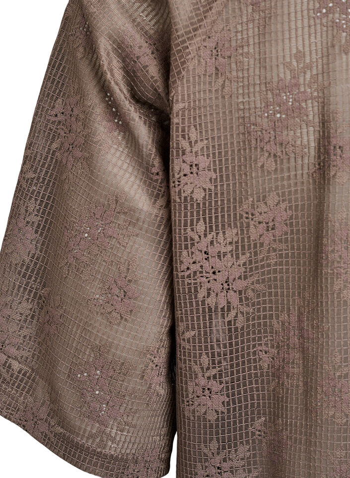 Koronkowa koszulka z nadrukiem tekstowym, Brązowy, Packshot image number 3