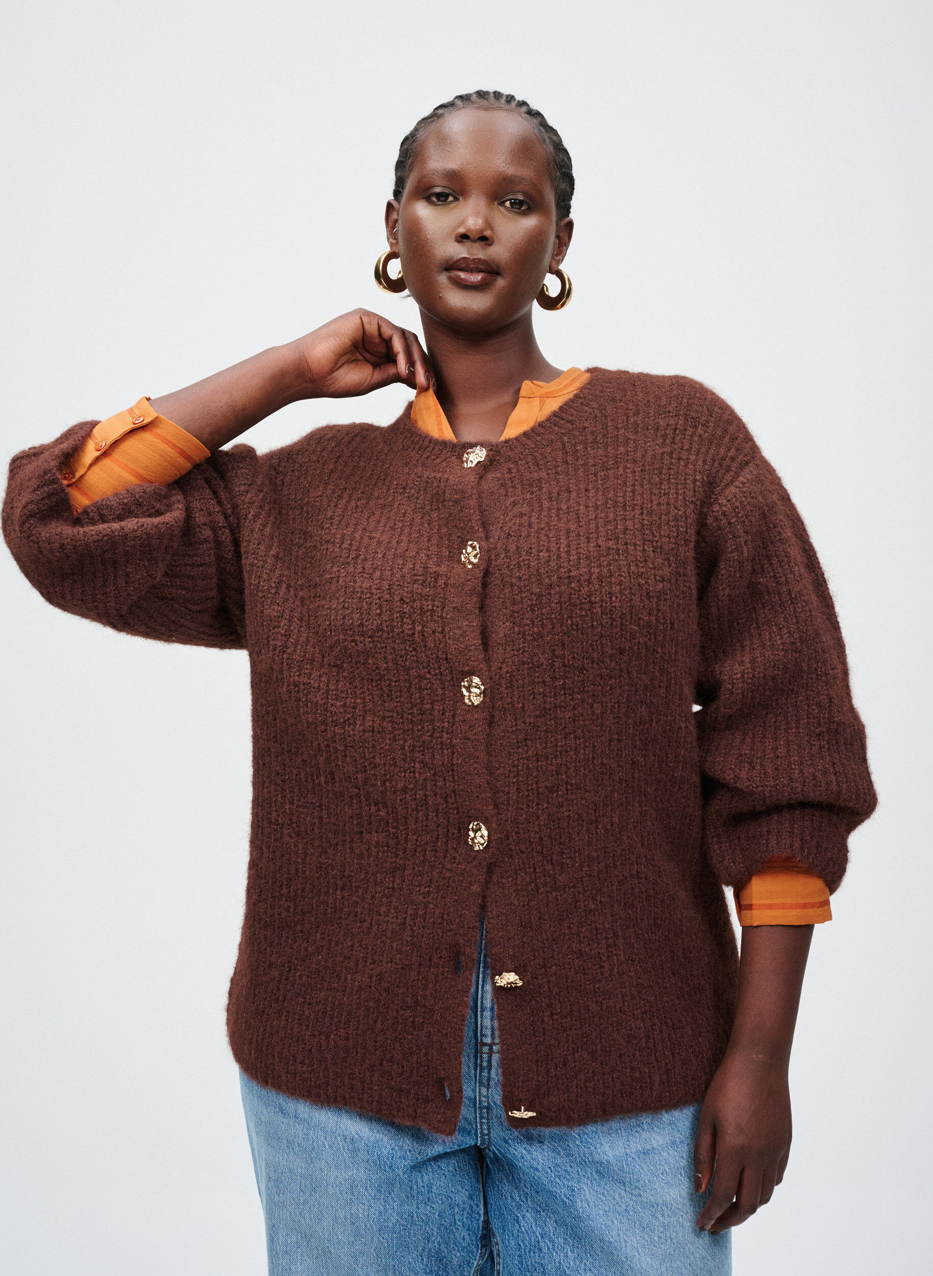 Zizzi Bluzka w pionowe paski, Pomarańczowy, Image image number 0