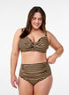 G&oacute;ra od bikini z fiszbinami i wzorem, Brązowy, Model image number 1