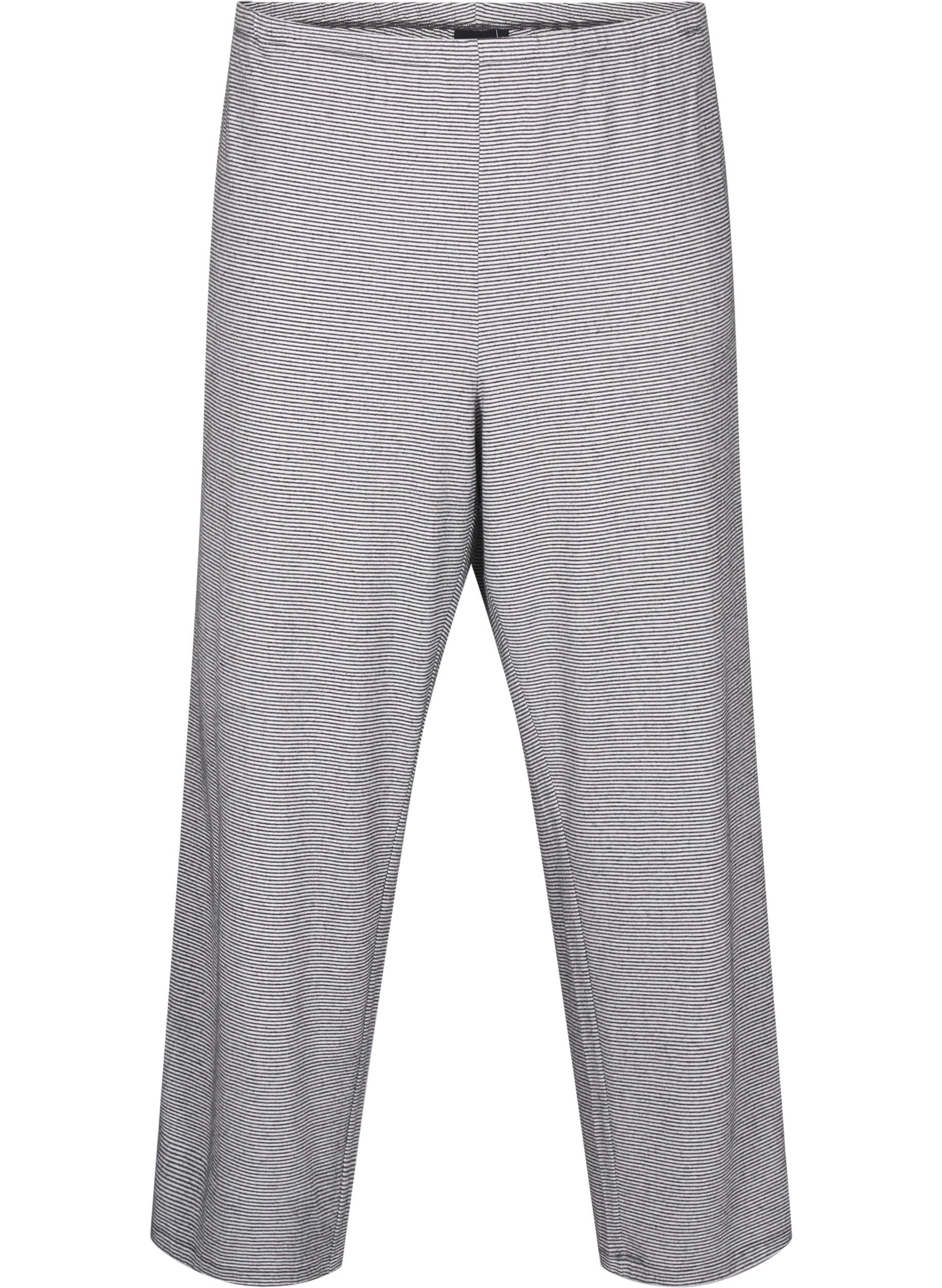 Zizzi Spodnie pizamowe z kieszeniami, Striped DGM , Packshot image number 0