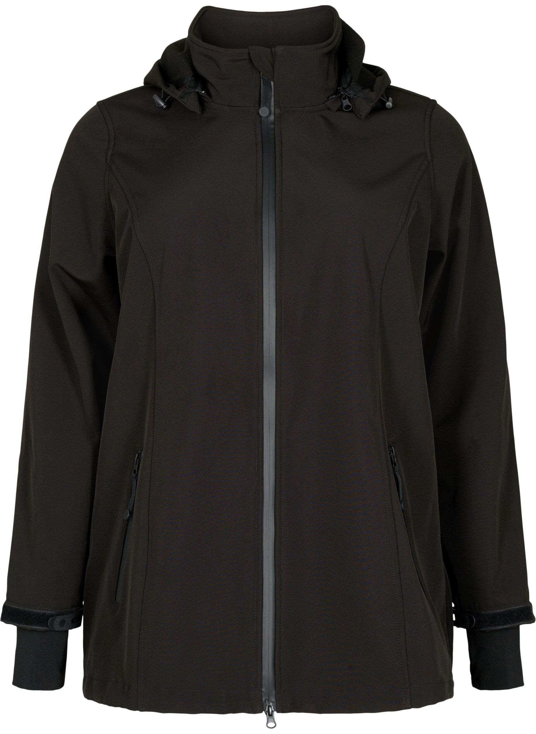 Kr&oacute;tka kurtka softshell z odpinanym kapturem