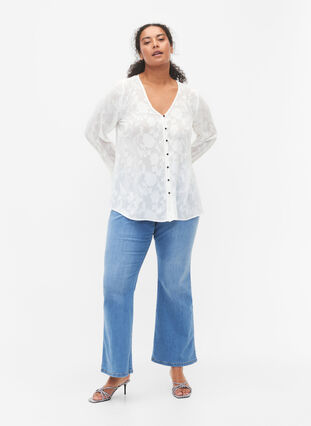 Zakardowa koszula z dlugimi rekawami, Bright White, Model image number 2
