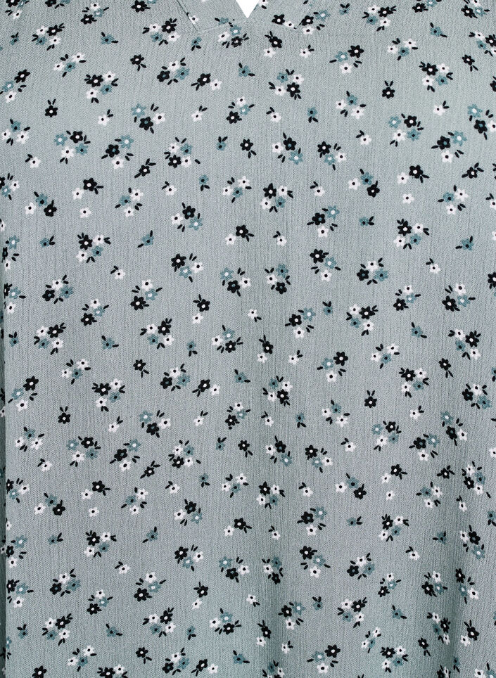 Tunika z kwiatowym nadrukiem i rekawami 3/4, Zielony, Packshot image number 2