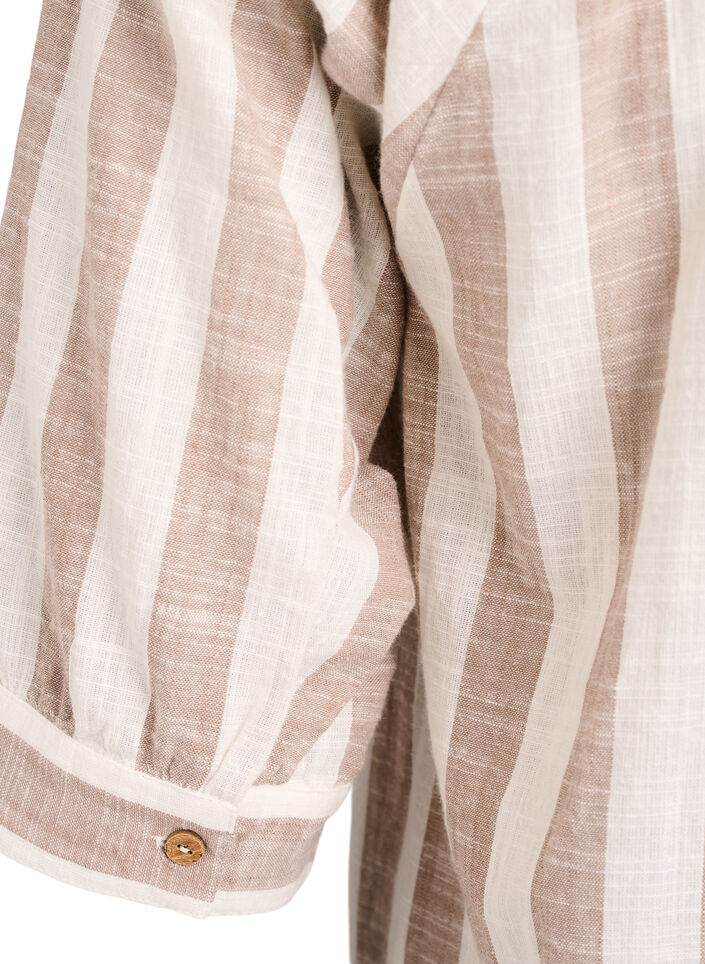 Bawelniana tunika z dekoltem w ksztalcie litery V, Beżowy, Packshot image number 3