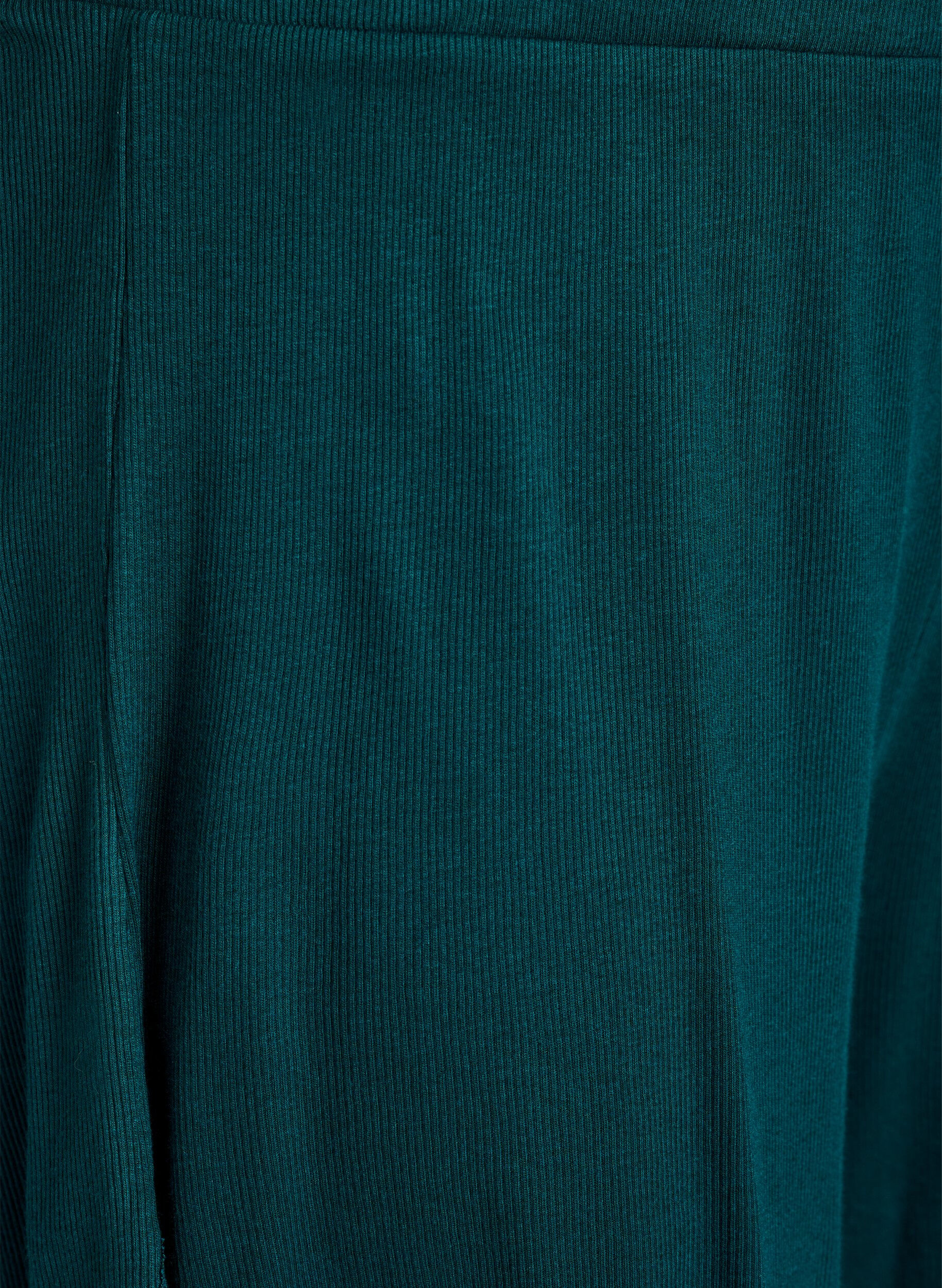 Zizzi Luzne nocne szorty o prazkowanej fakturze i koronkowym wykonczeniu, Zielony, Packshot image number 2