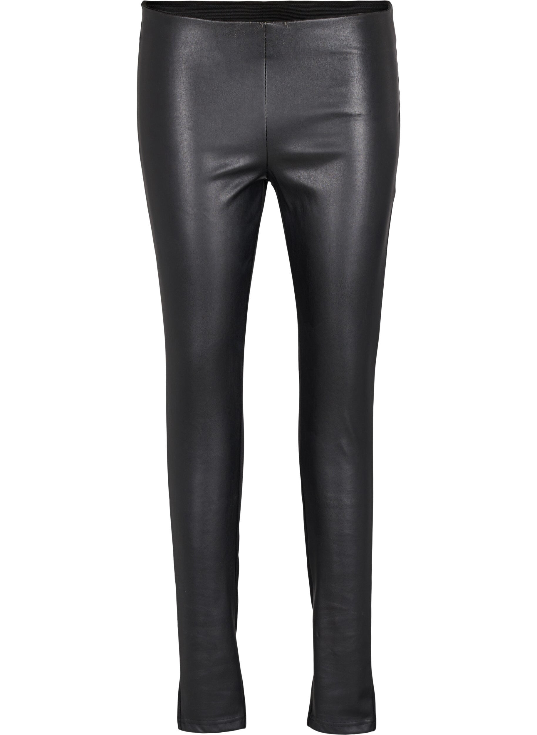 Zizzi Leggings with faux leather, Black, Packshot image number 0