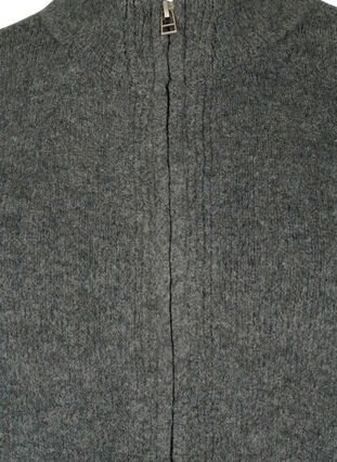 Dzianinowy kardigan z zamkiem blyskawicznym i kieszeniami, Dark Grey Melange, Packshot image number 2