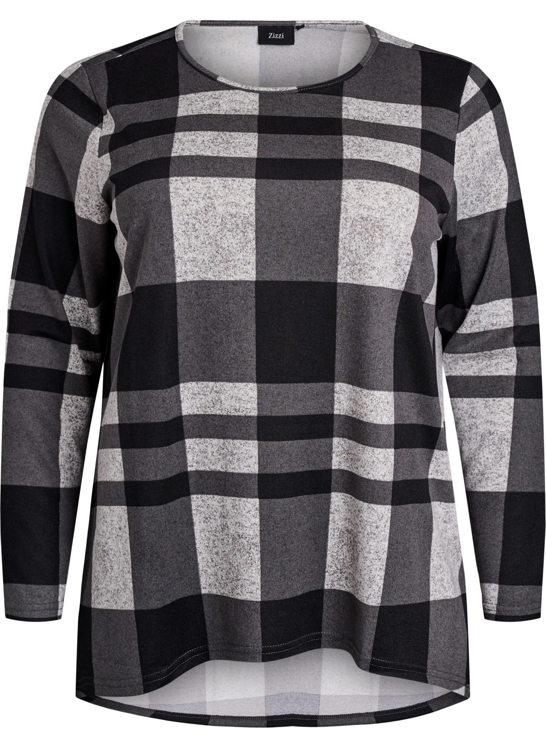 Zizzi Wzorzysta bluzka z dlugim rekawem, Szary, Packshot image number 0