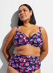 Wzorzysty biustonosz bikini z fiszbinami, Fioletowy, Model image number 0