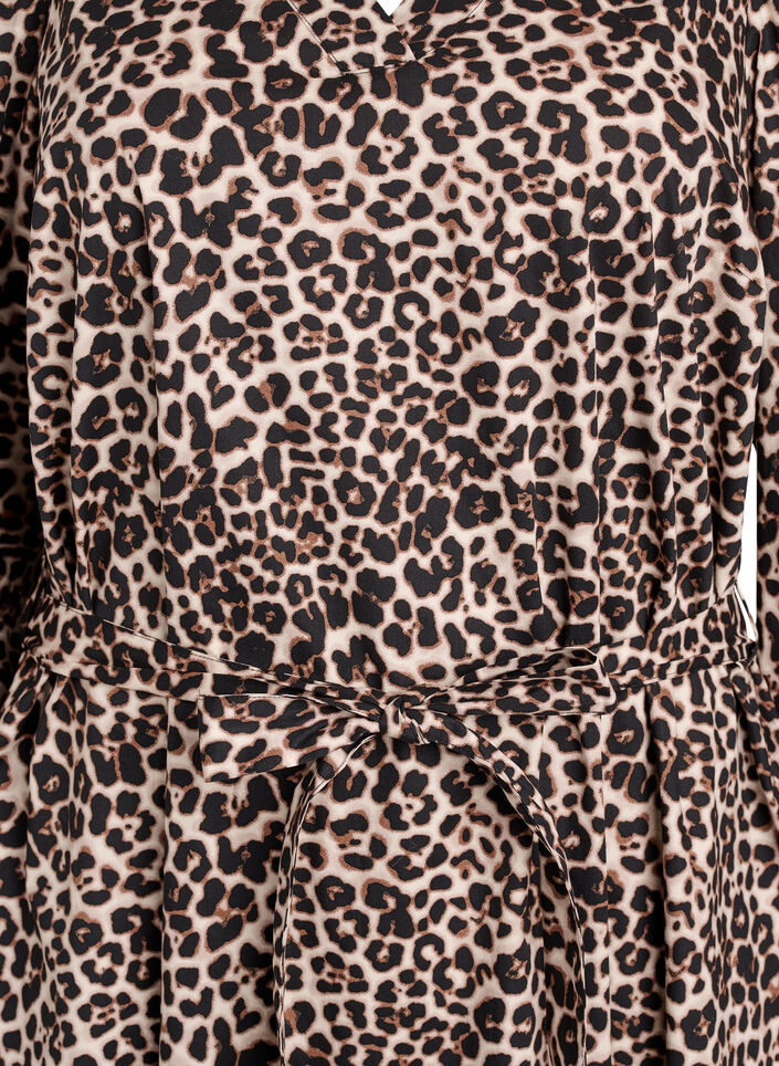 Sukienka z bawelna organiczna z wiazaniem w pasie, Brązowy, Packshot image number 2