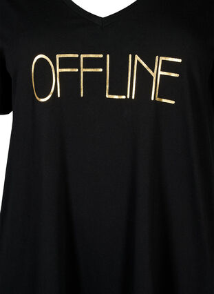 Koszula nocna z bawelny organicznej z dekoltem w szpic (GOTS), Black Offline, Packshot image number 2