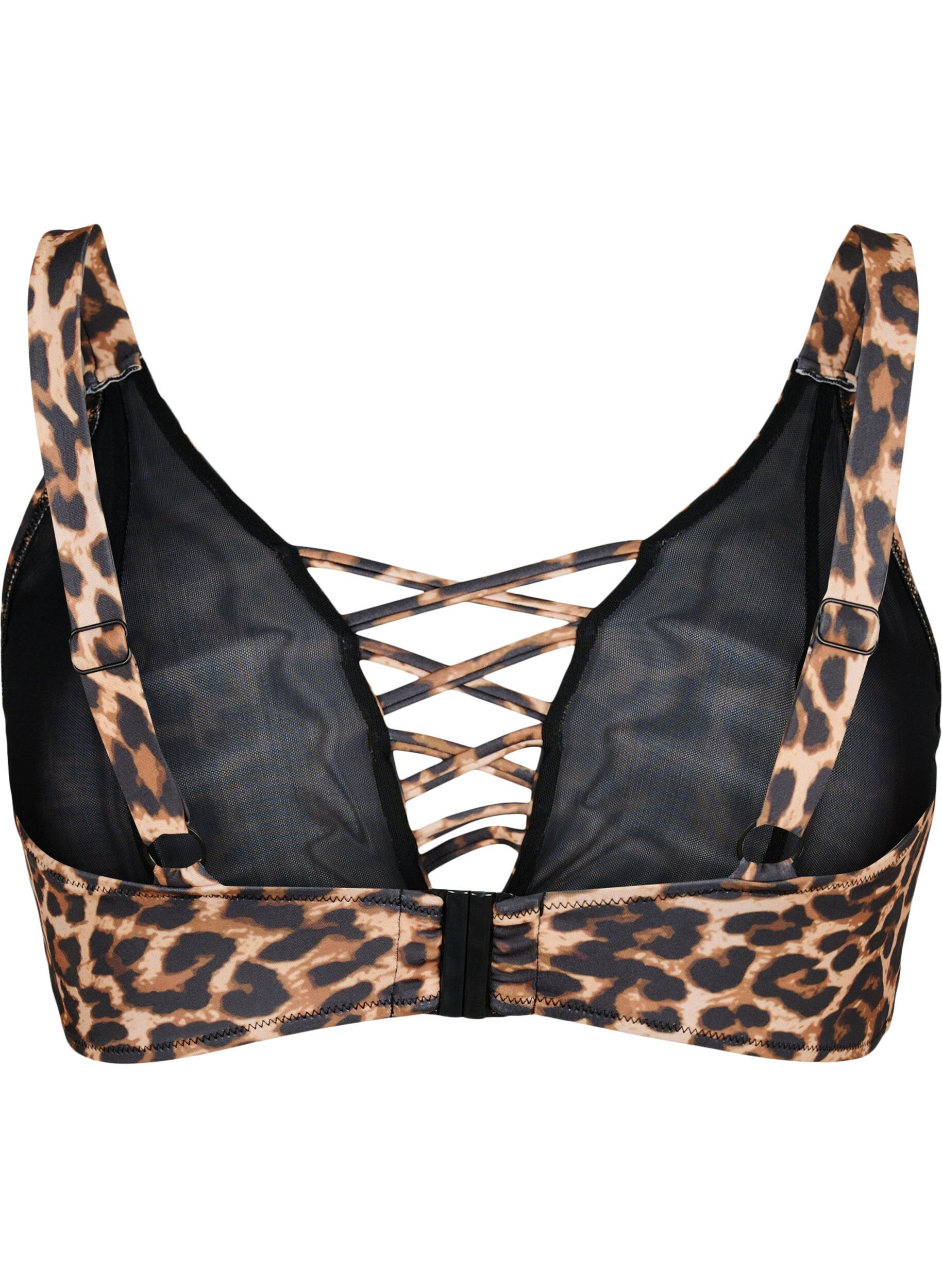 Zizzi Biustonosz od&nbsp;bikini w&nbsp;panterke ze&nbsp;sznurkowymi detalami, Autentic Leopard, Packshot image number 1