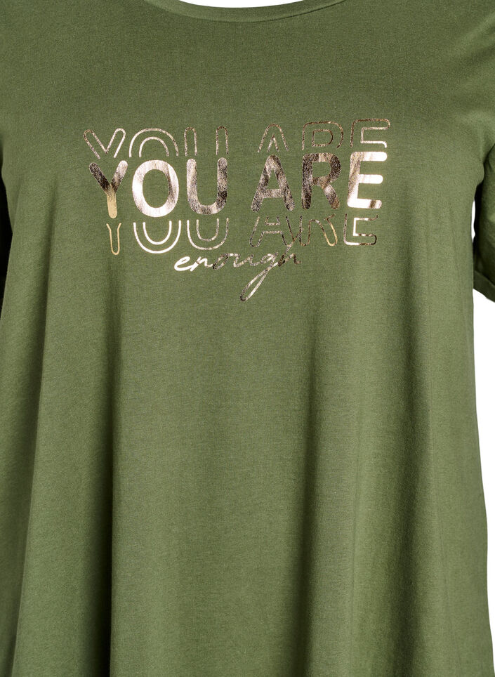 Koszula nocna z krótkim rekawem, wykonana z bawelny organicznej, Zielony, Packshot image number 2