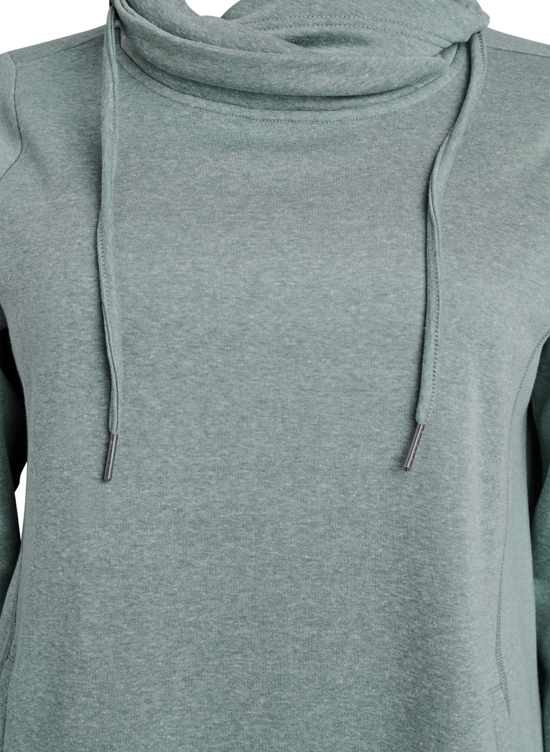 Zizzi FLASH - Kr&oacute;tka dresowa sukienka z wysokim kolnierzem i kieszeniami, Zielony, Packshot image number 2