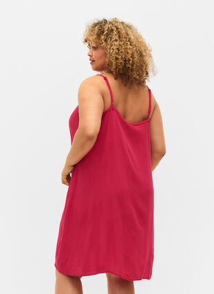 Jednokolorowa sukienka z wiskozy na ramiaczkach, Bright Rose, Model image number 1