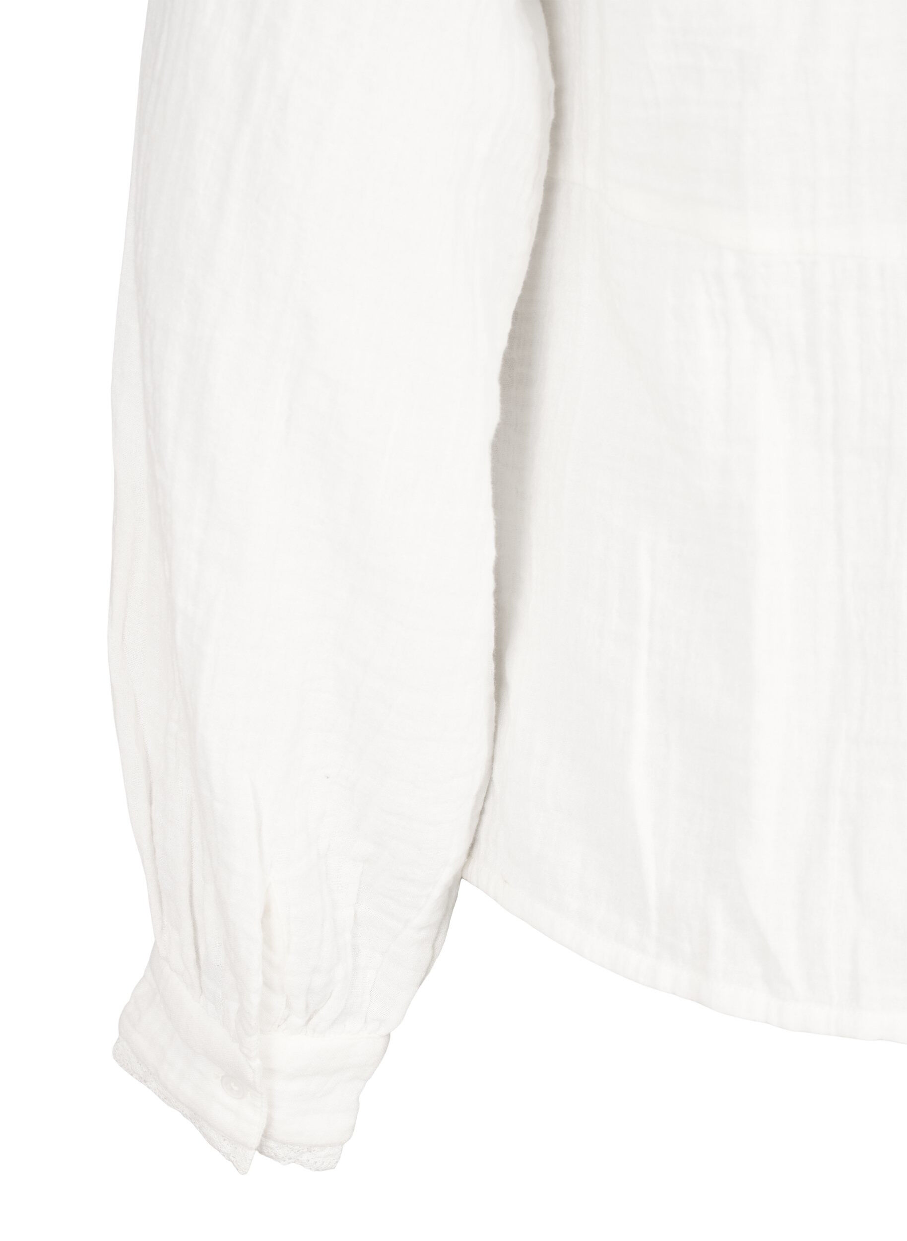 Zizzi Bawelniana muslinowa bluzka koszulowa z szydelkowymi detalami, Biały, Packshot image number 3