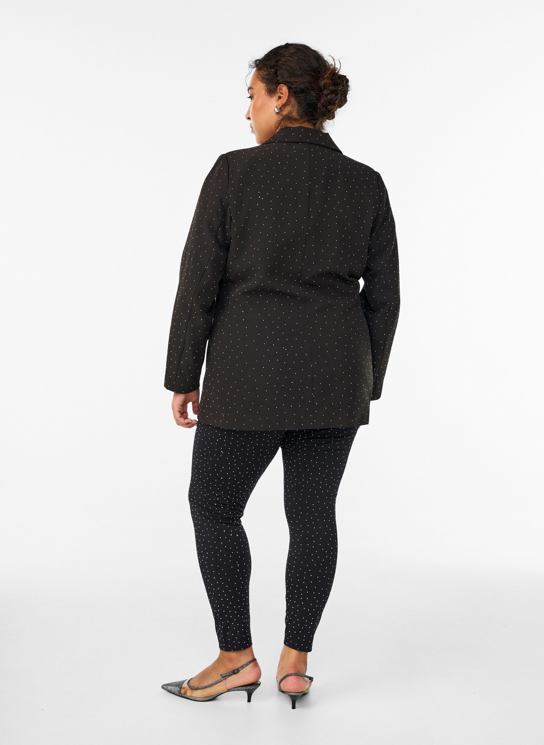 Zizzi Legginsy z krysztalkami, Czarne, Model image number 2