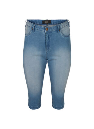 Amy capri jeans z wysokim stanem i bardzo dopasowanym krojem, Light blue denim, Packshot image number 0