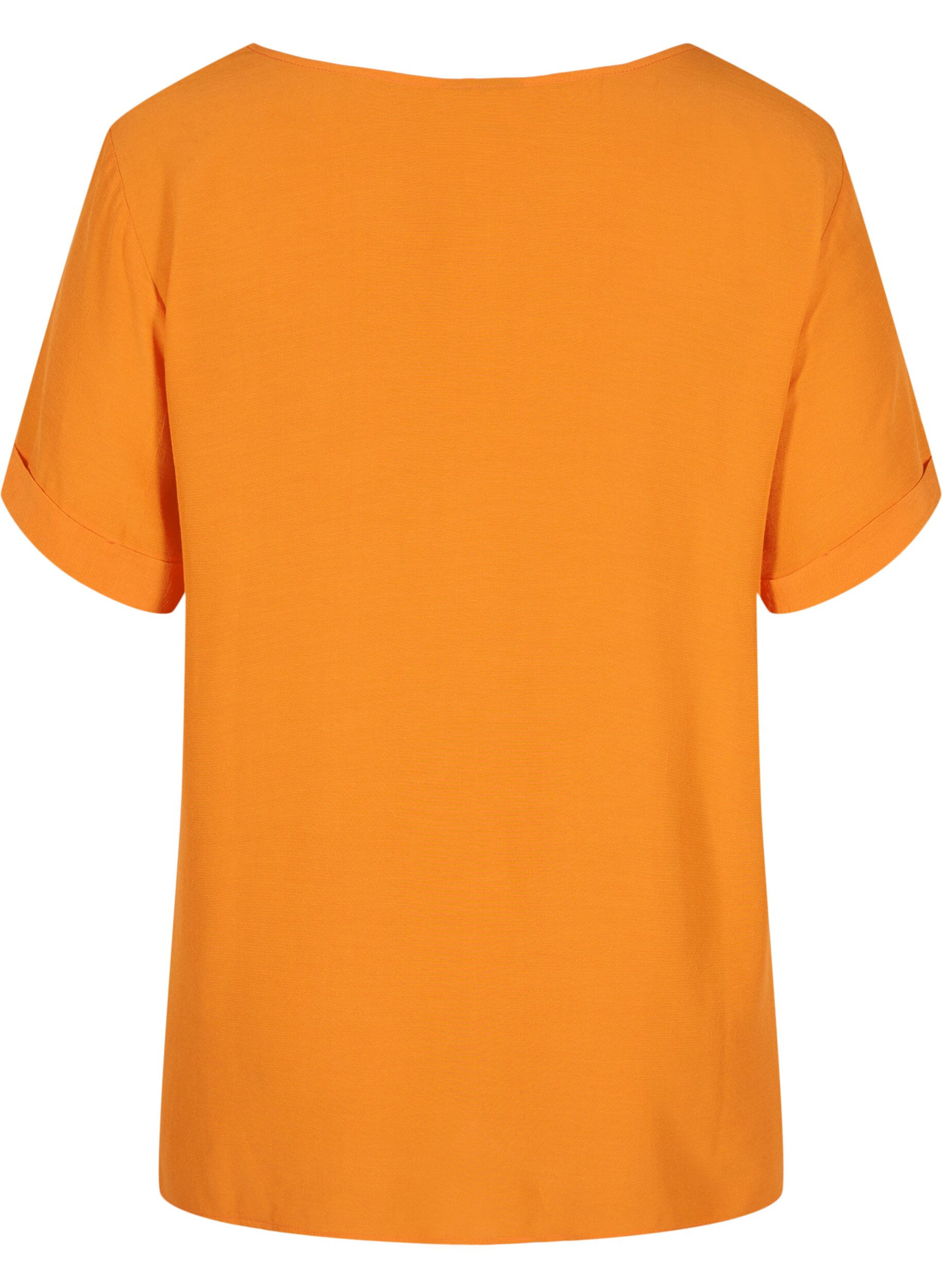 Zizzi Short-sleeved viscose blouse, Orange Peel, Packshot image number 1