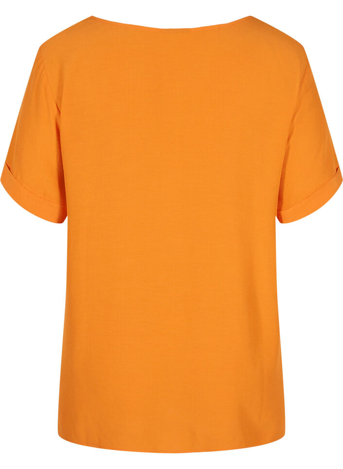 Short-sleeved viscose blouse, Orange Peel, Packshot image number 1