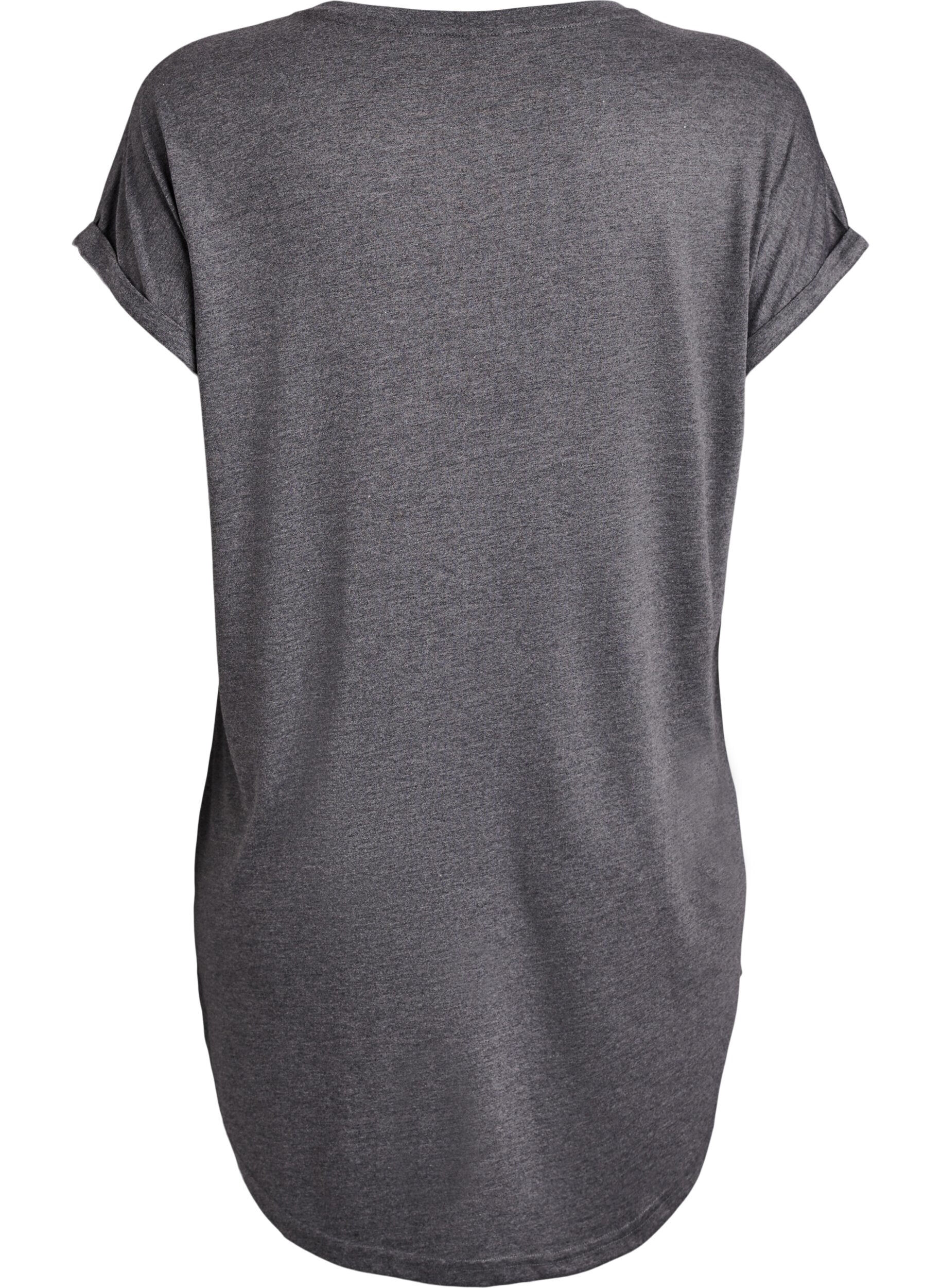 Zizzi Koszula nocna z kr&oacute;tkim rekawem i nadrukiem tekstowym, Czarne, Packshot image number 1