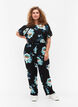 Short-sleeved viscose blouse with a floral print, Black Big Flower, Model image number 2