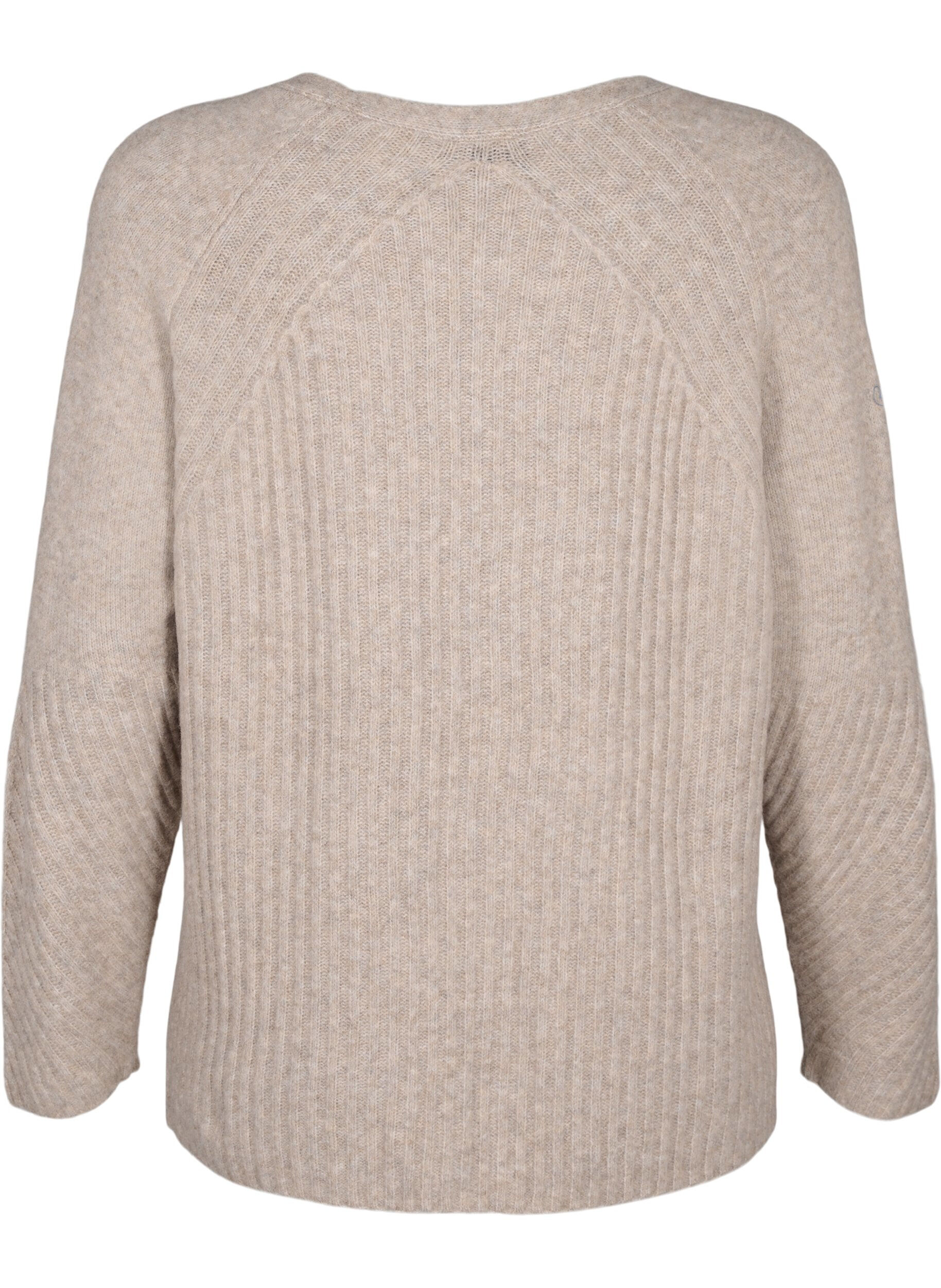 Zizzi Dzianinowy sweter z rozcieciem, Simply Taupe Mel., Packshot image number 1