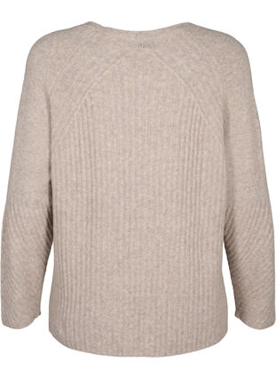 Dzianinowy sweter z rozcieciem, Simply Taupe Mel., Packshot image number 1