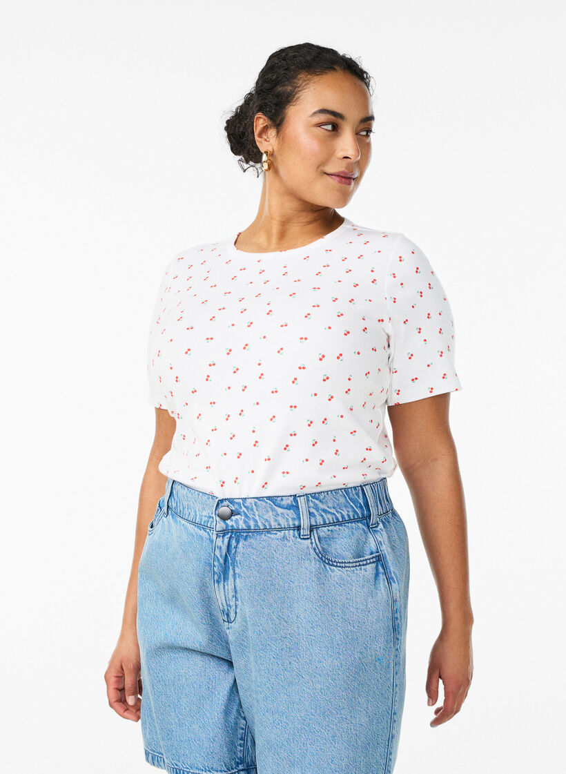 Koszulka bawelniana z nadrukiem na calej powierzchni, Biały, Model image number 0