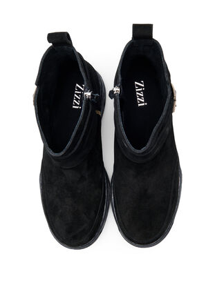 Krótkie, szerokie buty z zamszu, Black, Packshot image number 2