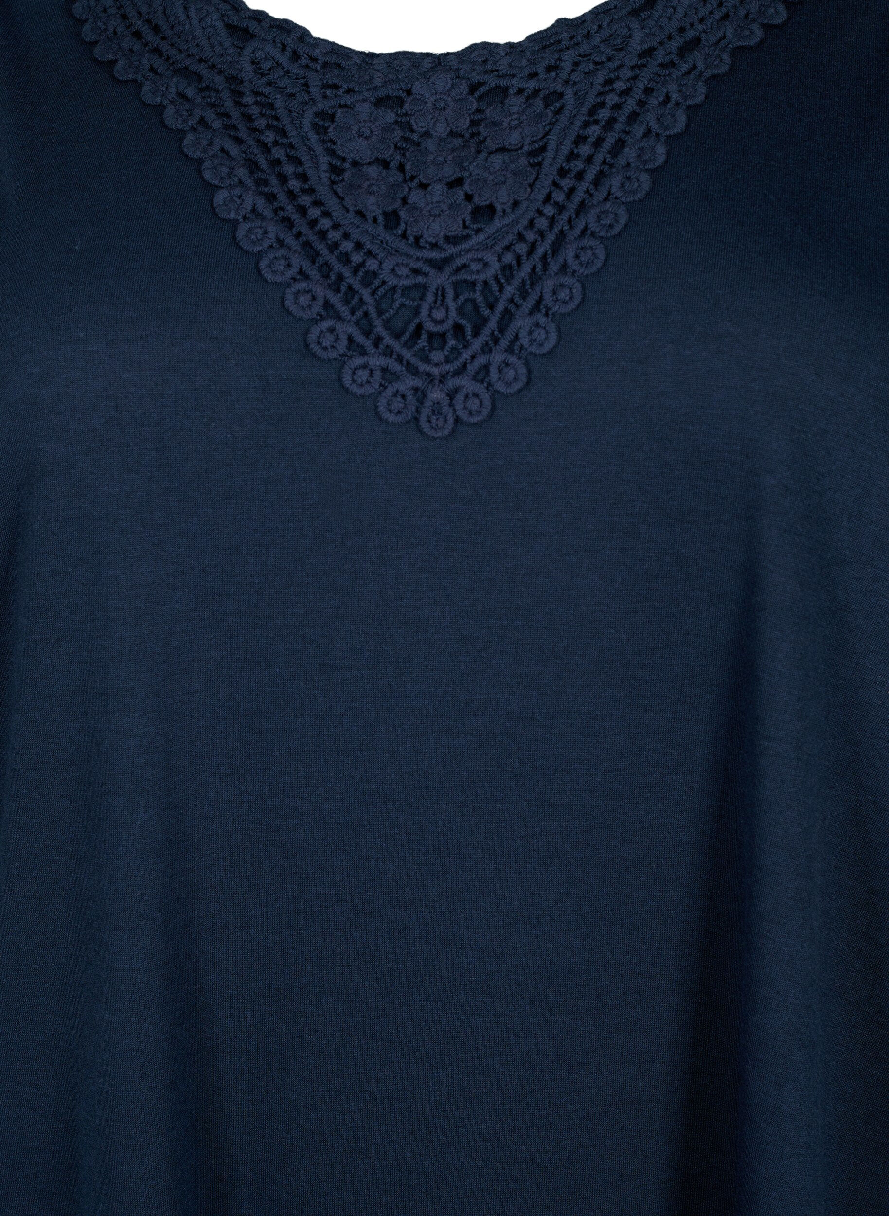 Zizzi Top bez rekaw&oacute;w z koronka, Total Eclipse, Packshot image number 2