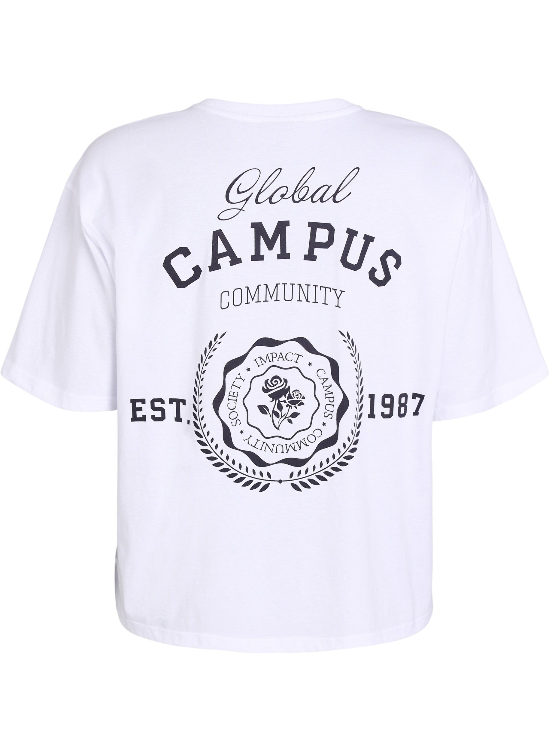 Zizzi Oversizowa koszulka z nadrukiem z tylu, Biały, Packshot image number 1