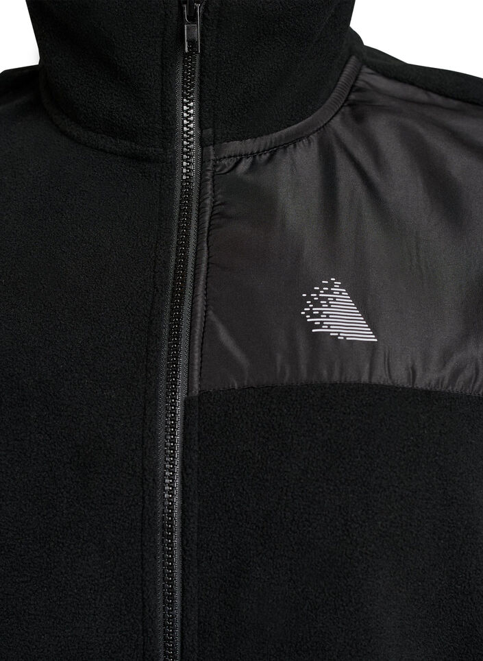 Bezrekawnik polarowy z wysokim kolnierzem i sciagaczem na dole, Czarne, Packshot image number 2