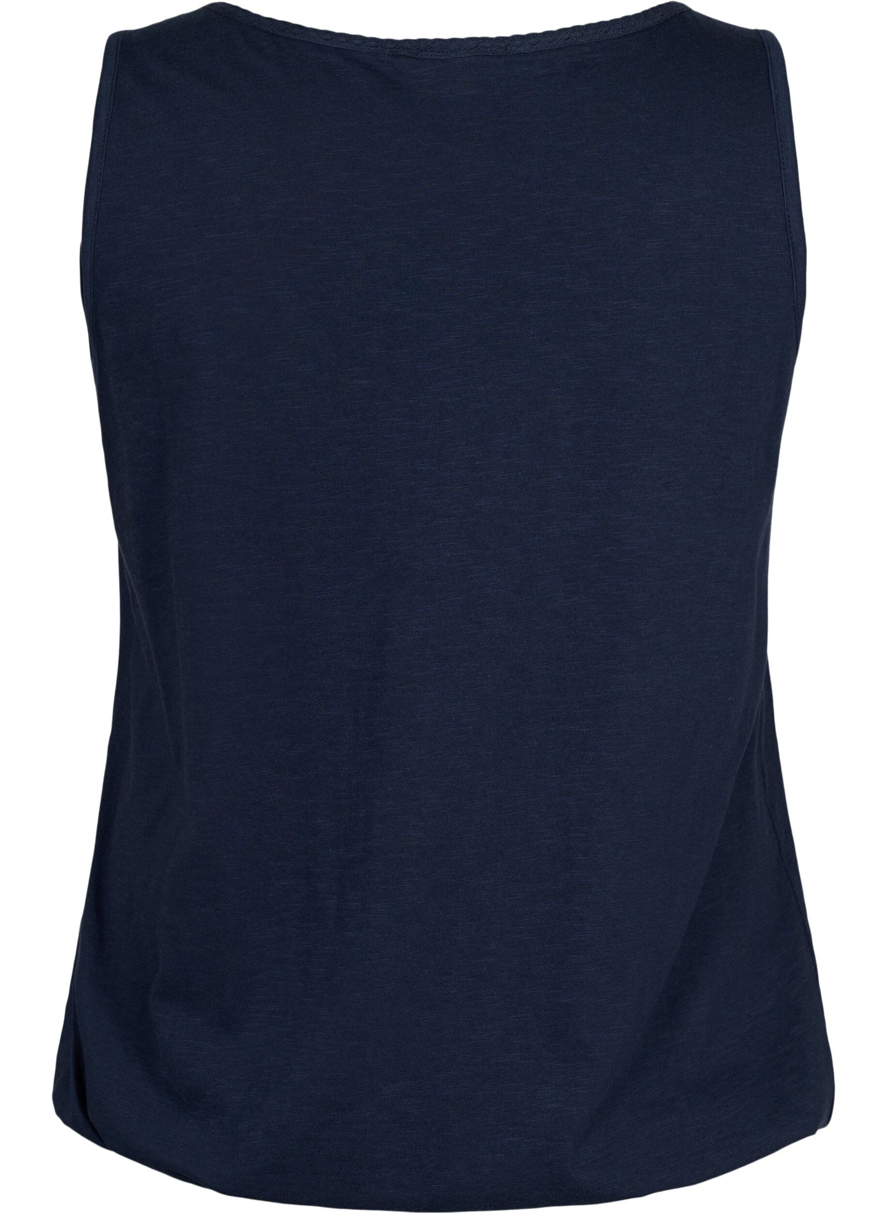 Zizzi Bawelniany top z koronkowym wykonczeniem, Navy Blazer, Packshot image number 1