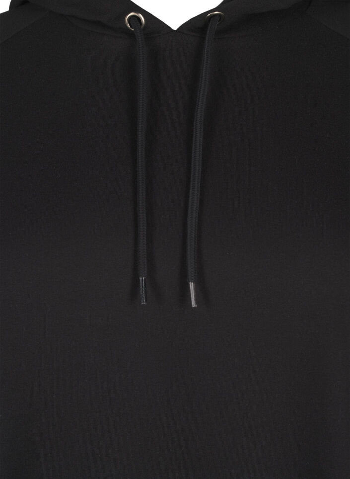 Bluza oversize z nadrukiem na rekawach, Black w. Silver, Packshot image number 2